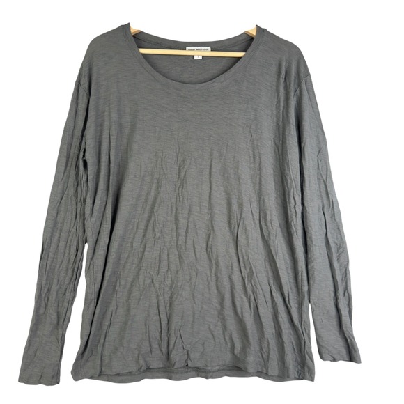 James Perse Women's Cotton Slub Long Sleeve Crew Neck T-Shirt Size 3 Gray Cotton - Picture 1 of 6